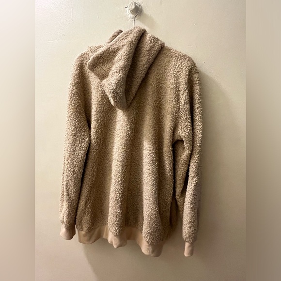 Teddy Bear Shearling Camel Hoodie - Picture 3 of 7